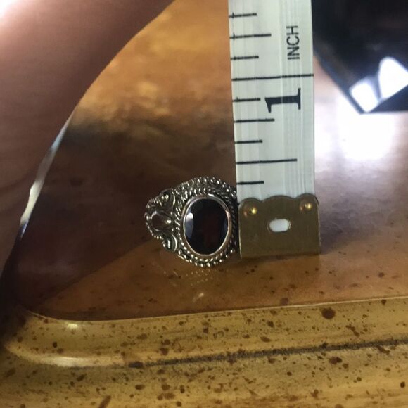 Natural Red Garnet Sterling Silver Solitaire Ring Size 6 - Picture 8 of 8